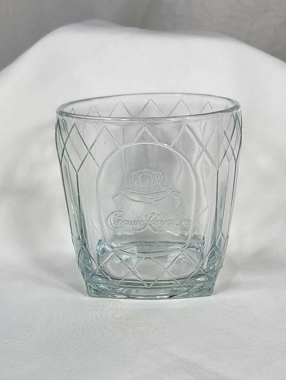 Crown Royal Embossed Diamond Pattern Low Ball Whiskey Glass 10oz